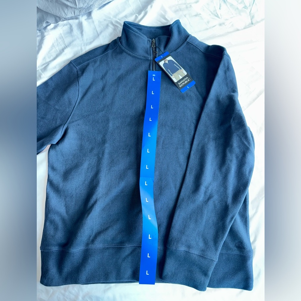 Banana Republic Men's Navy Quarter-Zip Sweater NWT